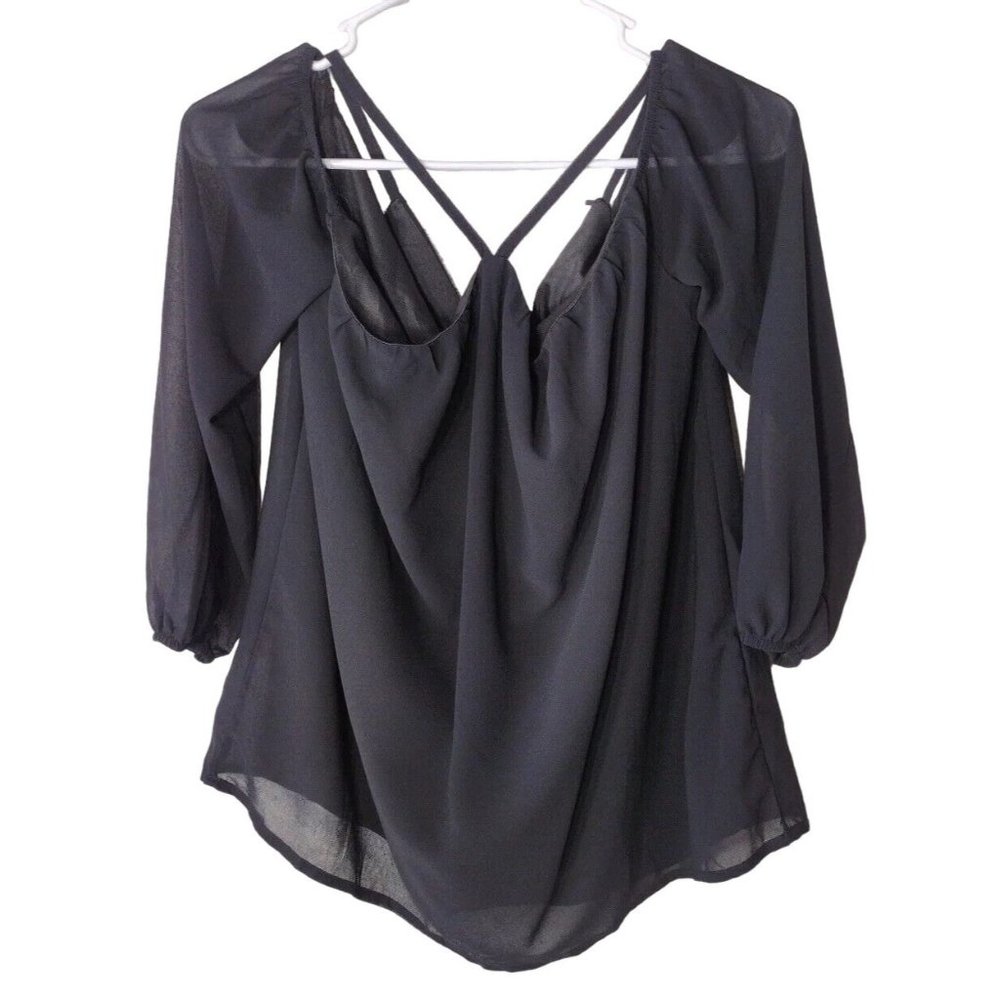 Vemvan Blouse Womens Medium Cold Shoulder Black